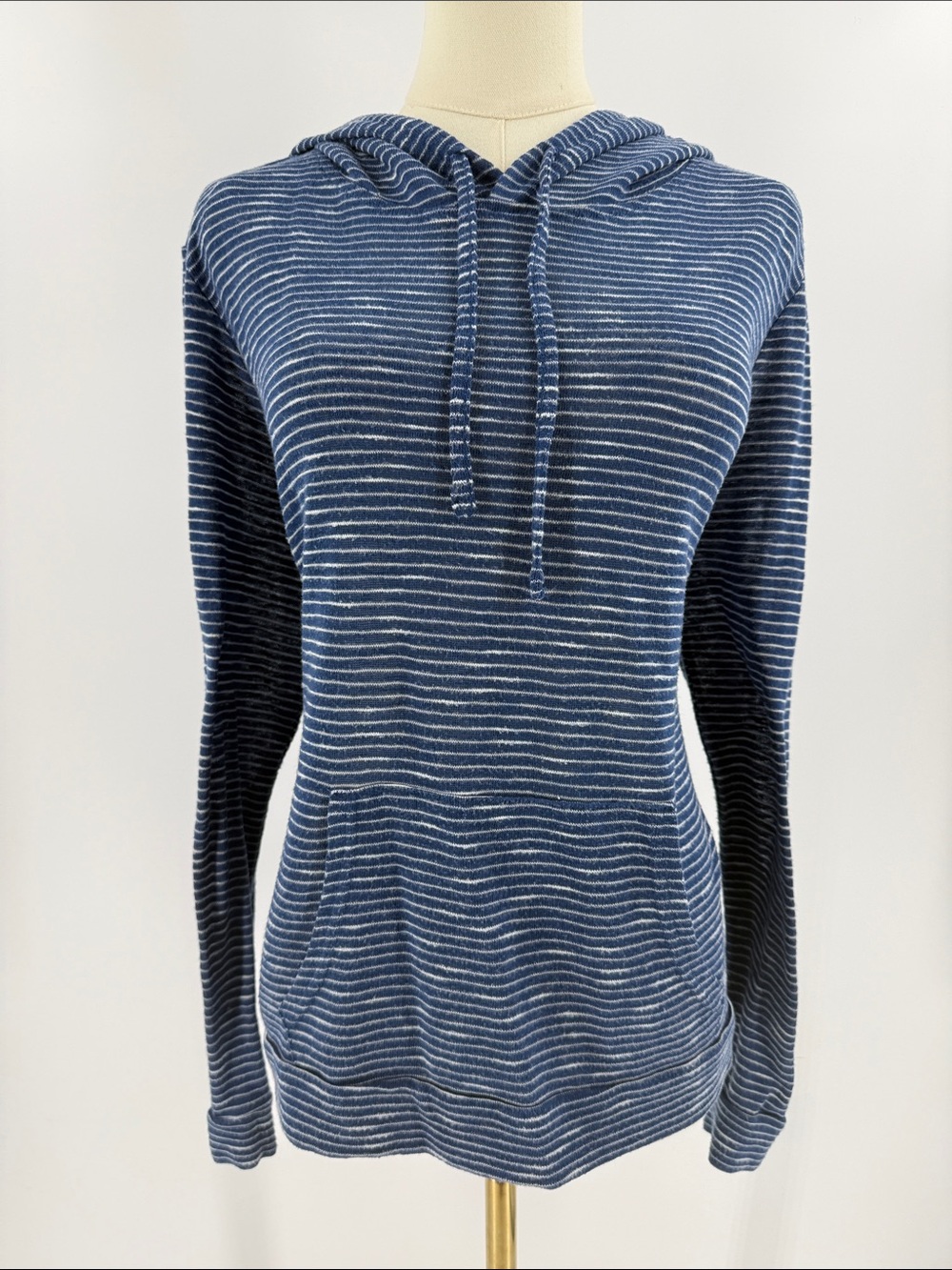 Weatherproof Navy and White Striped Hooded Pullover
